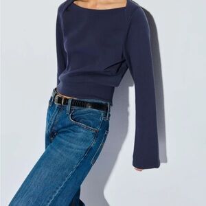Nation Navy Long Bell Sleeve Top XL
